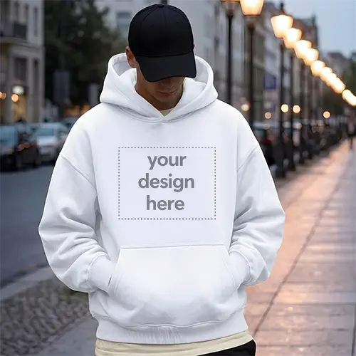 Urban Men's Hoodie Mockup Generator - City Street Dusk