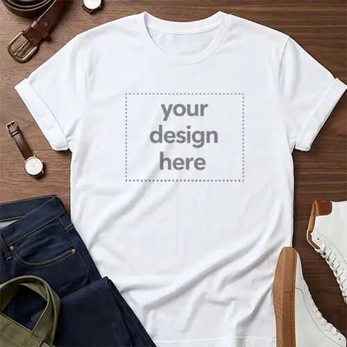 Curated White T-Shirt Apparel Flat Lay Mockup