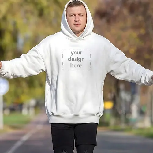 Outdoor Oversized Hoodie Mockup with Runner