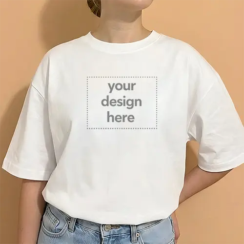 Women's White Boxy Tee Mockup Generator - Clean Studio