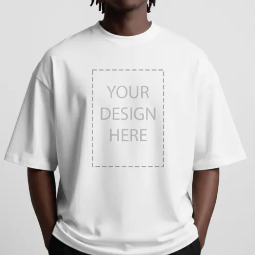 Print on Demand White T-Shirt Mockup – Unisex Oversized POD Shirt Front View