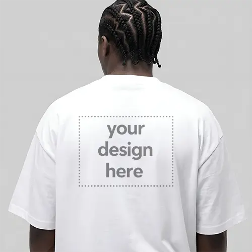 Men's White Oversized Tee Back Mockup - Minimal Studio