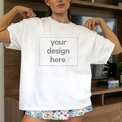 Women's Home Entertainment White Tee Mockup