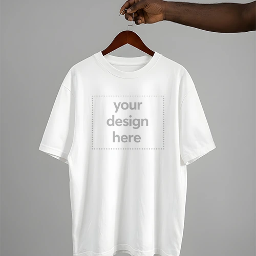 Minimalist White Tee Mockup held by Hand