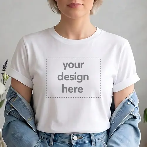 Women's Denim Jacket Lifestyle White Tee Mockup