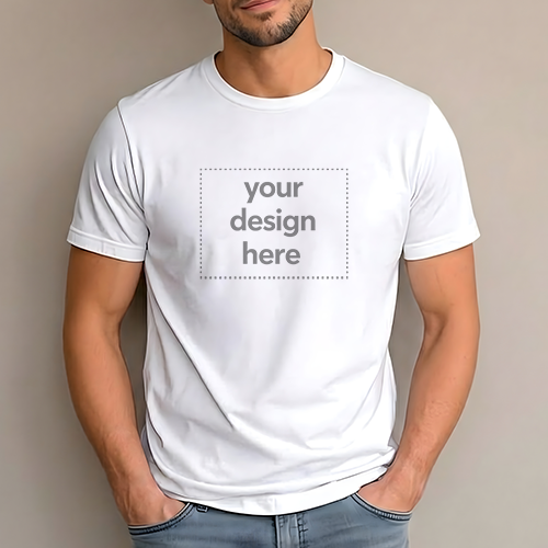 Men's Minimalist Studio White T-Shirt Mockup