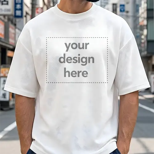 Oversized White Streetwear T-Shirt Mockup