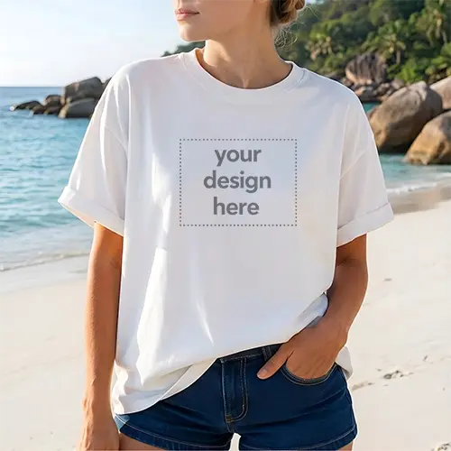 Women's Sunny Beach Vacation Tee Mockup
