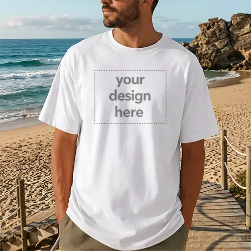 Men's Coastal Beach Cliffside Tee Mockup