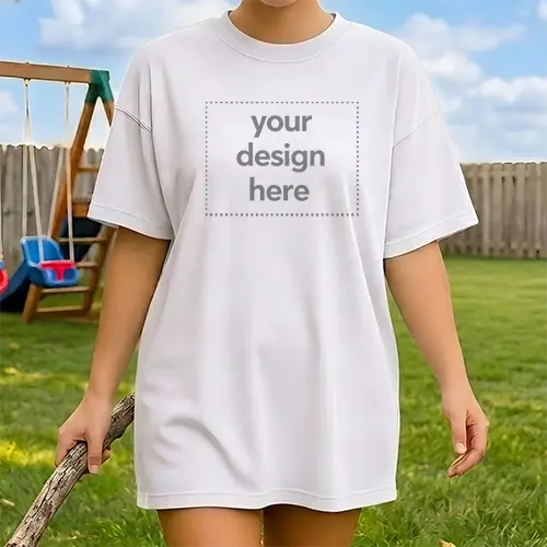 Women's Backyard Playground Oversized Tee Mockup