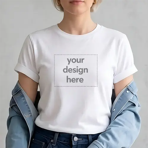Women's Casual Jean Jacket White Tee Mockup