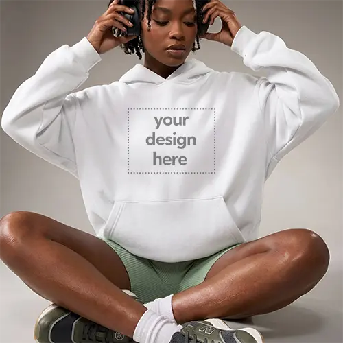 Premium Women's Oversized Hoodie Mockup - Studio Streetwear Fit