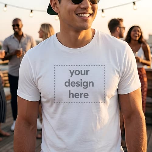 White T-Shirt Lifestyle Mockup (Front Print)