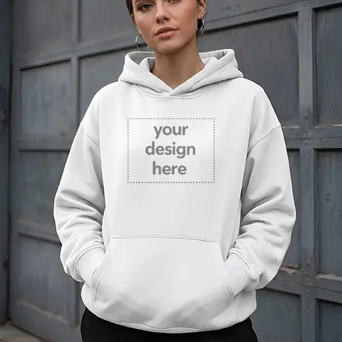 Urban Hoodie Mockup of Woman Outdoors