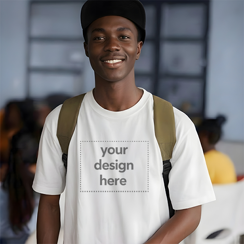 Title: Male Student T-Shirt Mockup – Back to School Edition