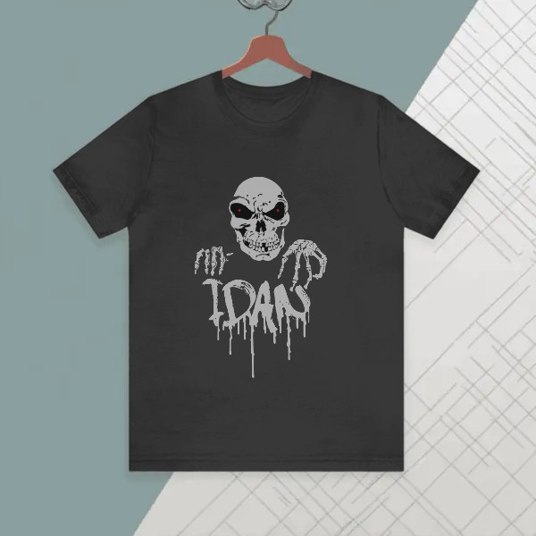 idan meme design dripping effect with a skull,
