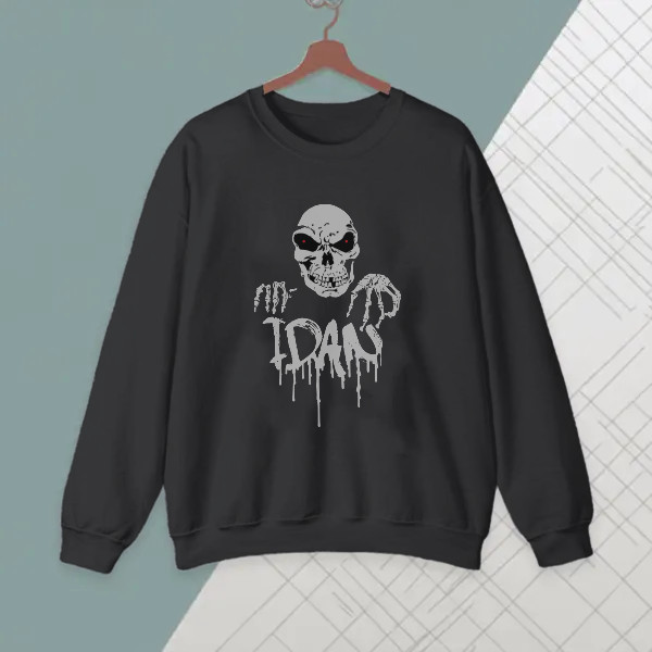 idan meme design dripping effect with a skull,