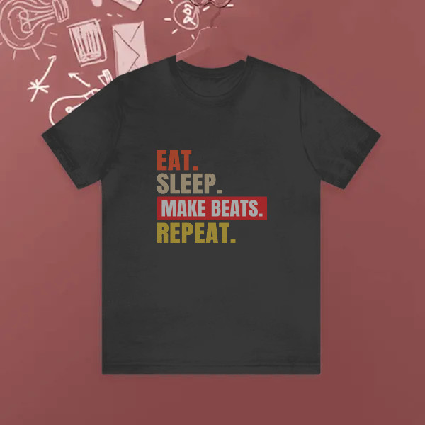 eat,sleep, make beat repeat, music music meme design