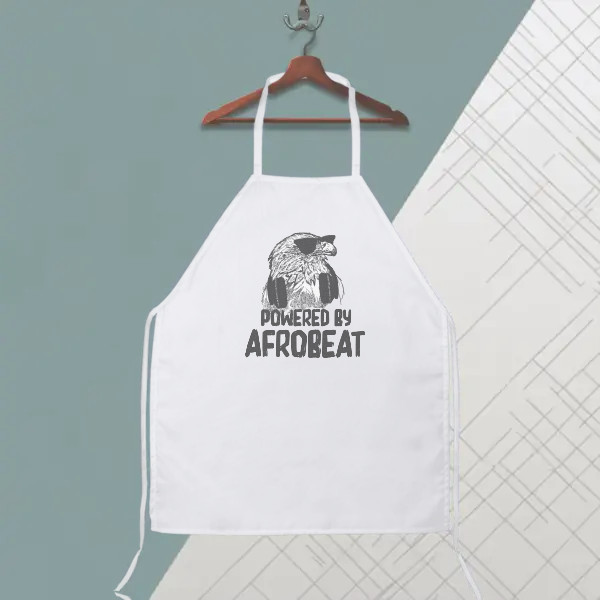 powered by afrobeat with a engle wearing headset.