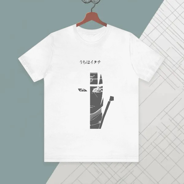 itachi uchiha, face silhouette black and white design