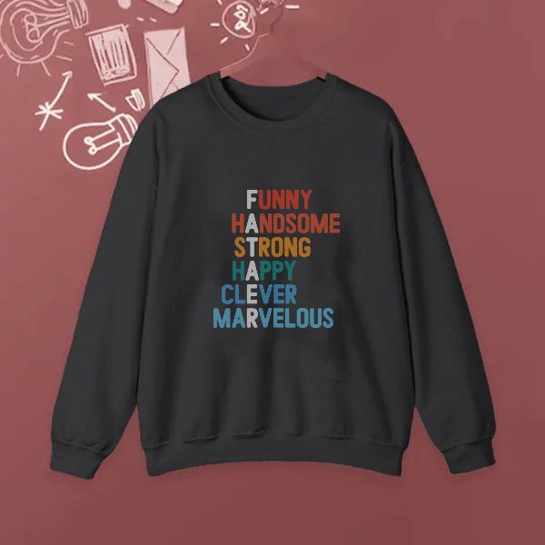 funny, handsome, strong, happy, clever, marvelous, dad texts design