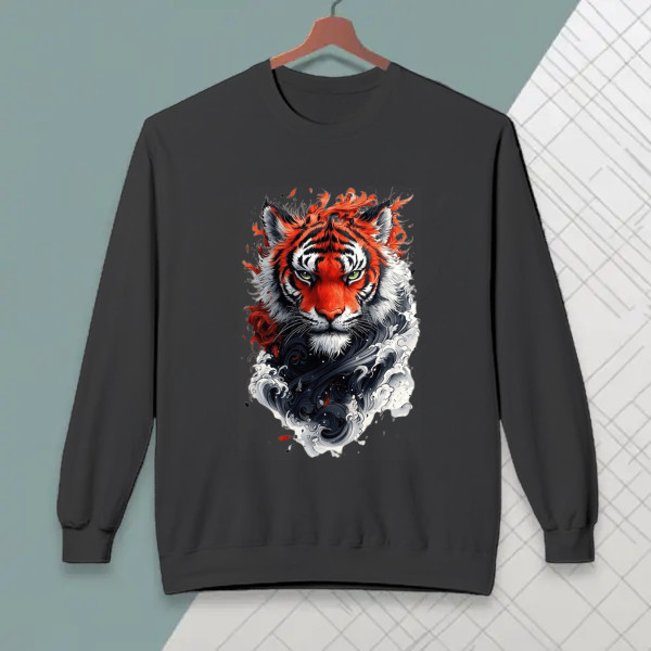 Fierce Elemental Tiger - Fire & Water Fusion Art Apparel