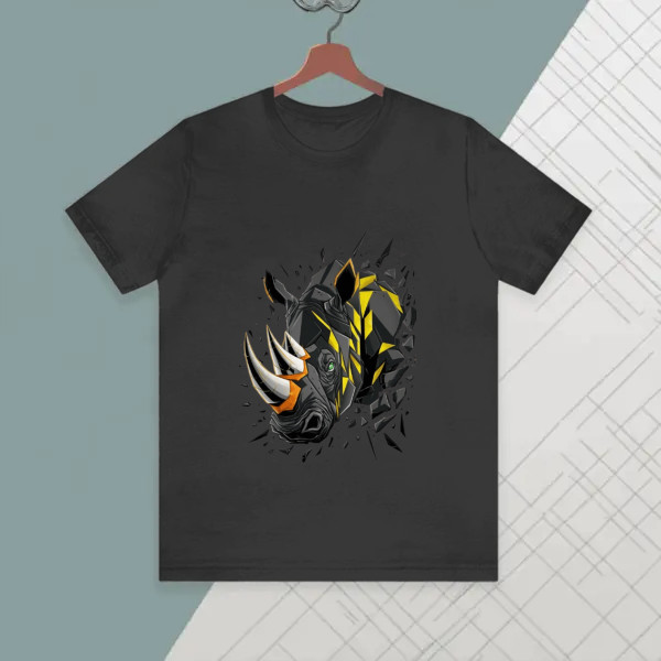 Cyber Rhino Breakthrough - Futuristic Geometric Beast Apparel