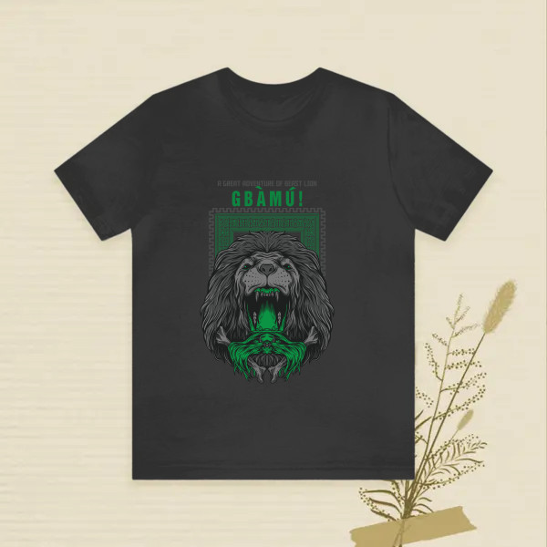gbamu, with a lion's head silhouette