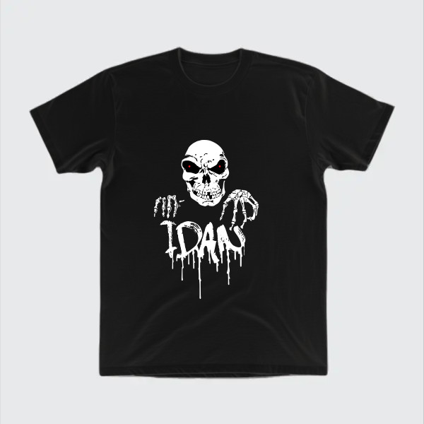idan meme design dripping effect with a skull,