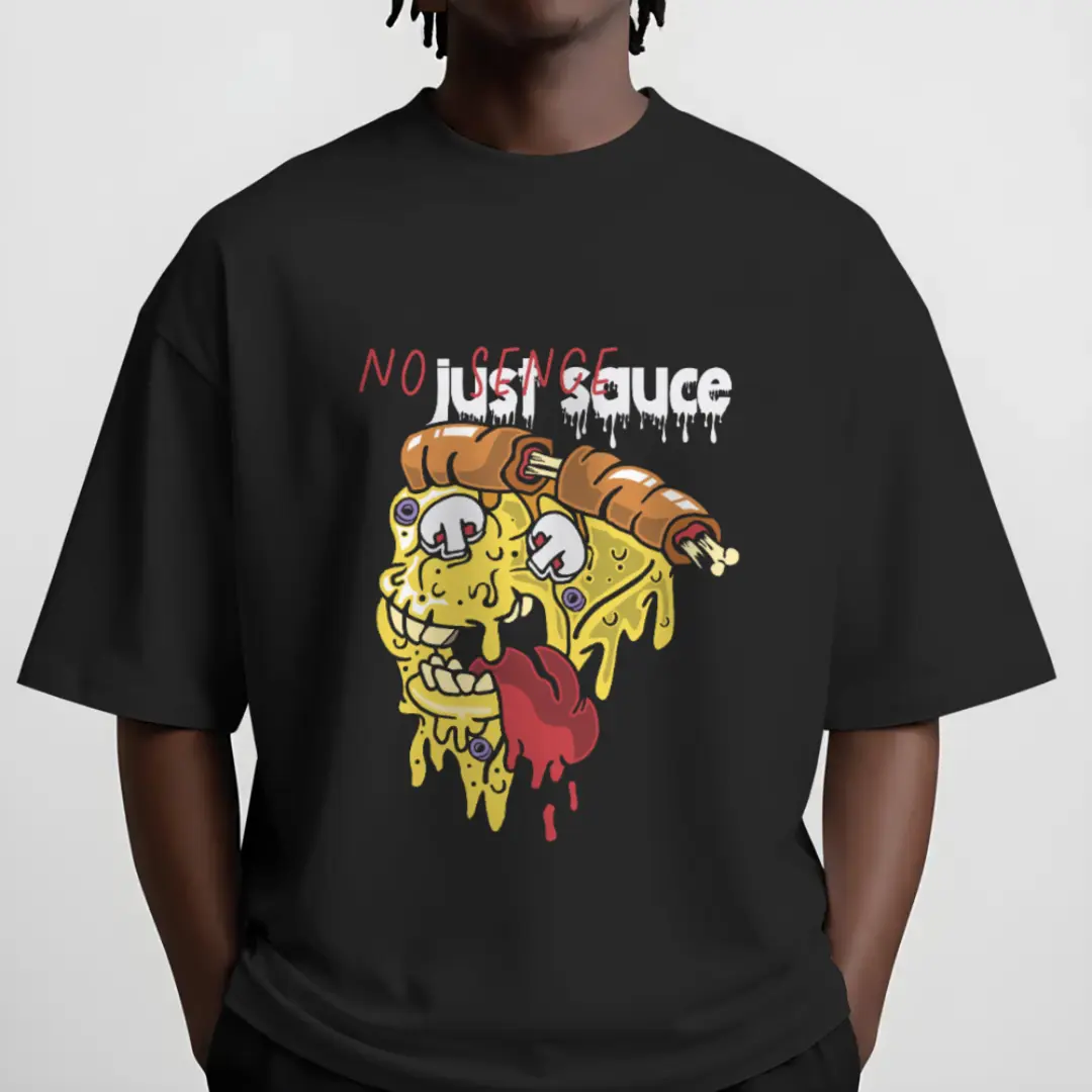 No Sense Just Sauce Melting Pizza Graphic