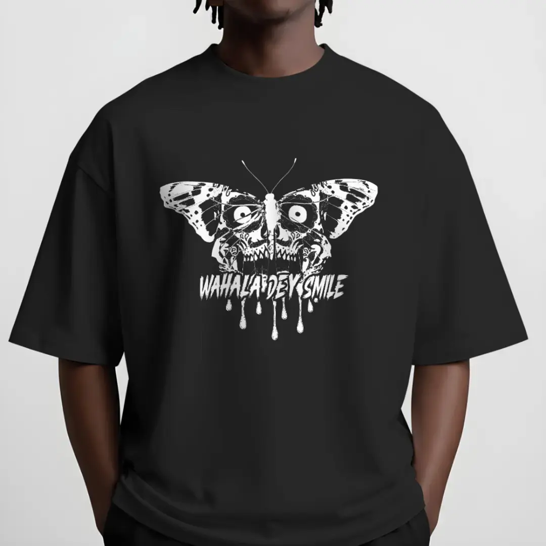 Wahala Dey Smile Butterfly Skull