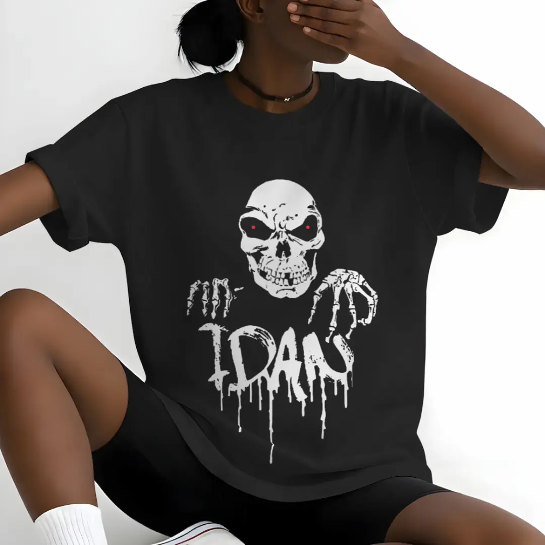 IDAN Skeleton meme design dripping effect with a skull,