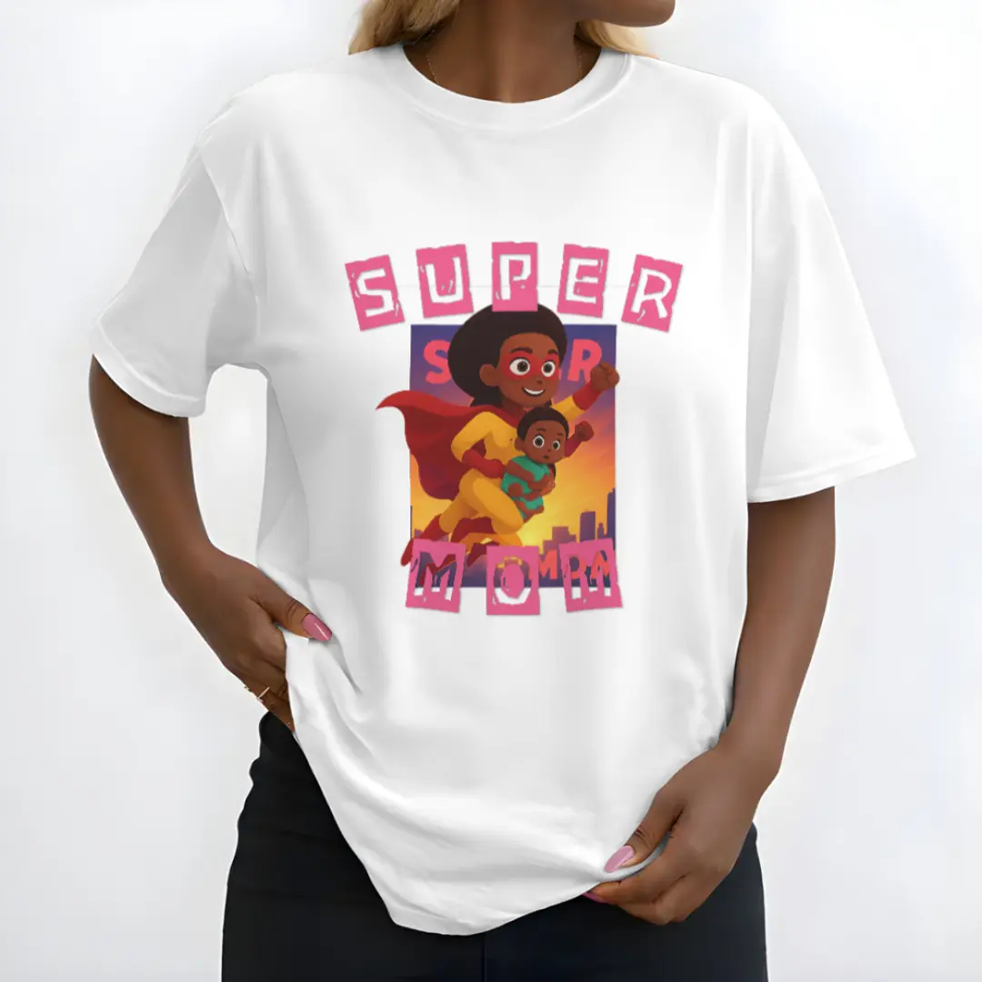 Super Mom T-Shirt Black Mom – Mother Son Daughter Superhero